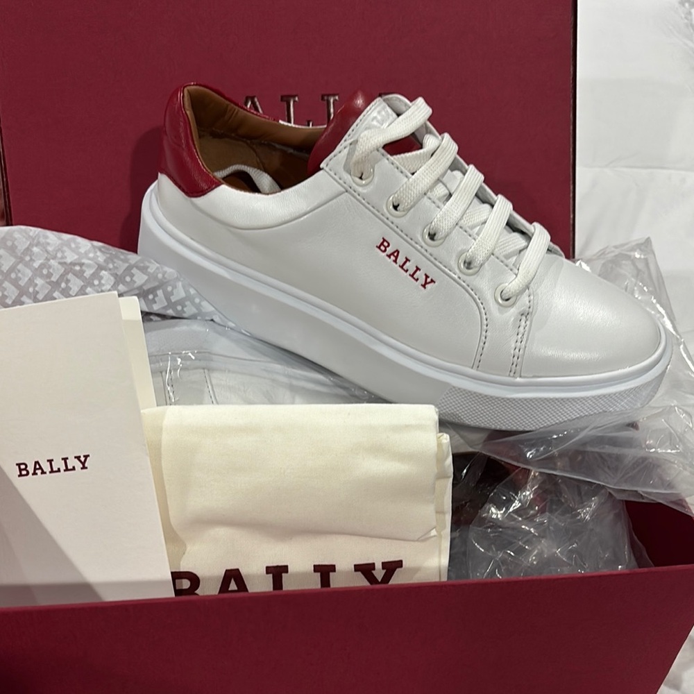 Bally White and Red Sneakers